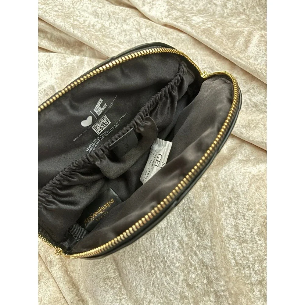 YSL black leather cosmetic Trousse